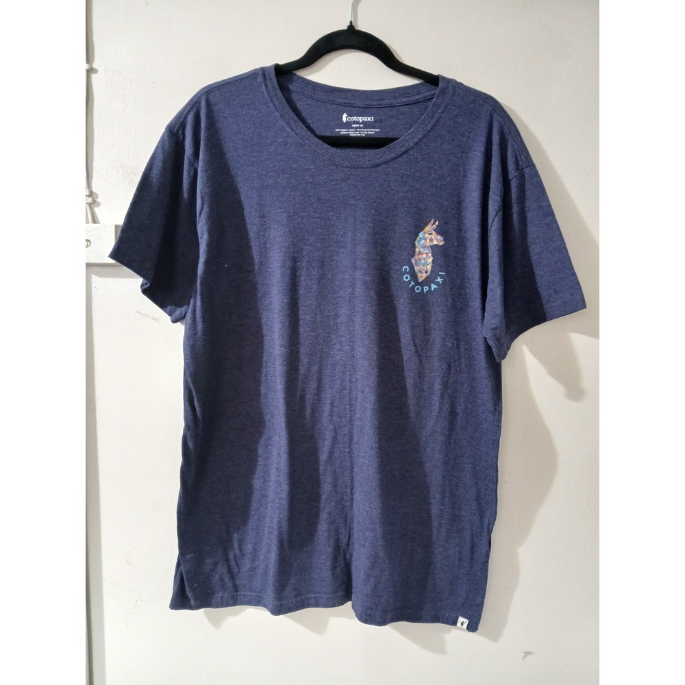 Cotopaxi Mens XL Blue Organic Cotton Recycled Polyester Graphic T Shirt Llama